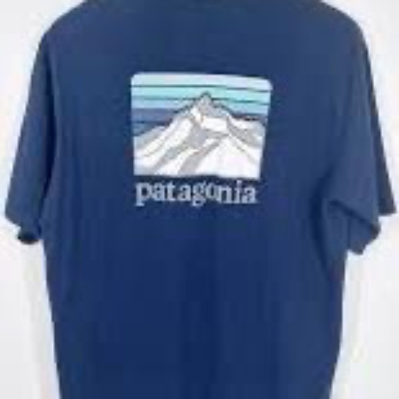 Patagonia Pocket T-Shirt Men's Size Medium Blue Short Sleeve Mountains Regular - Picture 3 of 8